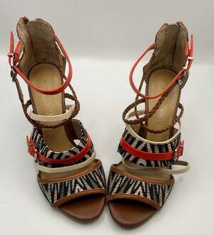 Antonio Melani Multi-Strap Woven Leather Stiletto Heels Size 7.5M